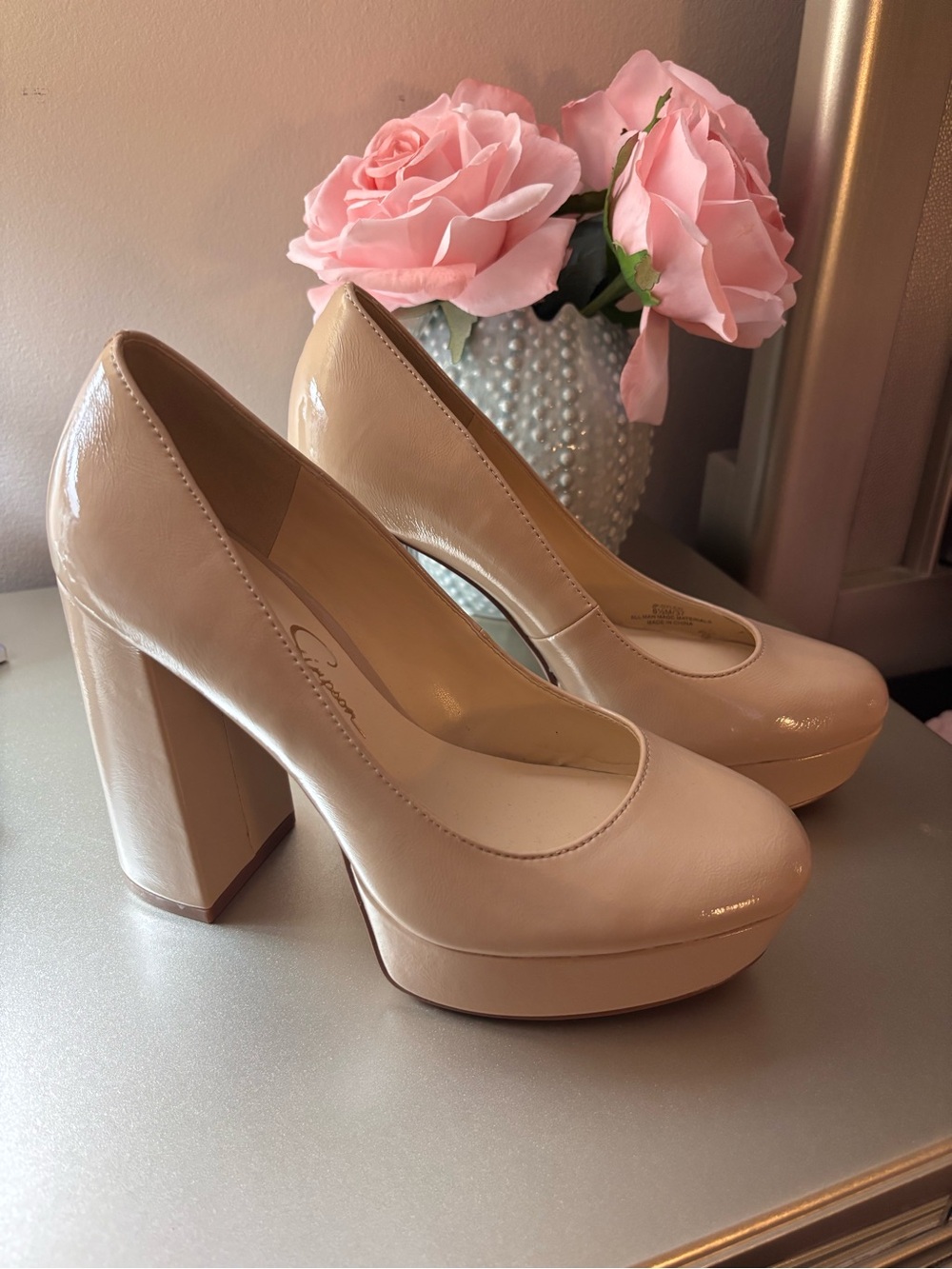 Jessica Simpson Blush Patent Platform Pumps